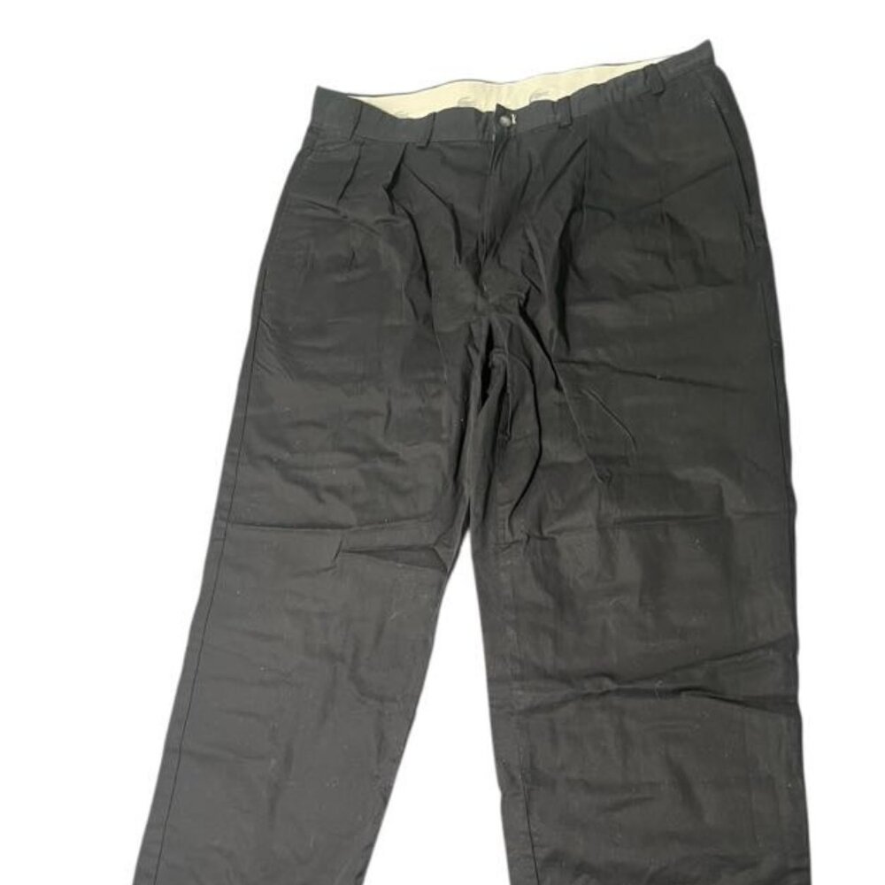 Lacoste Pants Men's Size 38 x 30 Black Pleated Front Slash Pockets Straight Leg